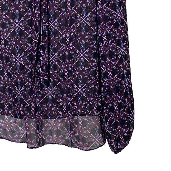 1. State Women's Floral Lantern Sleeve Double-Lined Semi-Sheer Top Purple S NWT - Picture 6 of 9